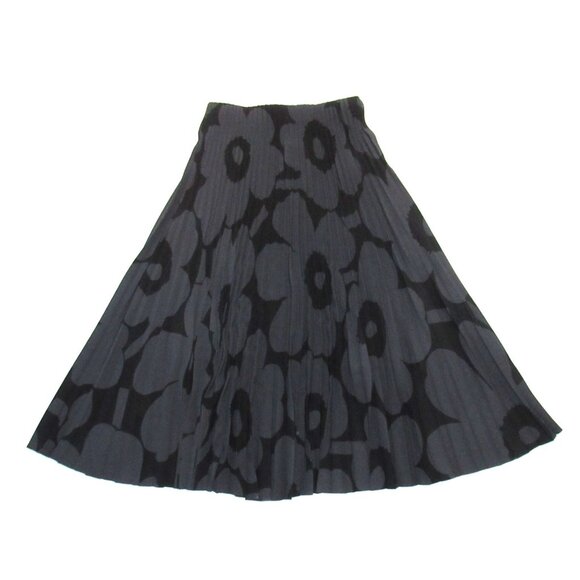 NWT marimekko Kyllikki Unikko Plissée Midi in Black Gray Floral Pleated Skirt S - Picture 5 of 10
